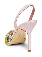 Jardoline 90MM Floral-Embroidered Mesh Slingback Pumps