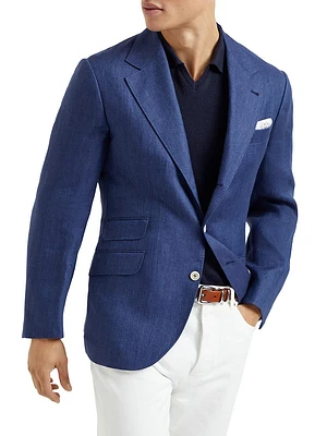 Linen Chevron Deconstructed Cavallo Blazer