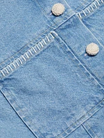 Lido Whipstiched Cotton Denim Collarless Jacket