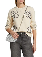 Zoey Whipstitched-Floral Cotton-Blend Sweater