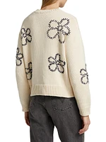 Zoey Whipstitched-Floral Cotton-Blend Sweater