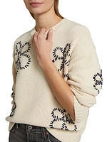 Zoey Whipstitched-Floral Cotton-Blend Sweater