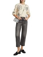 Zoey Whipstitched-Floral Cotton-Blend Sweater