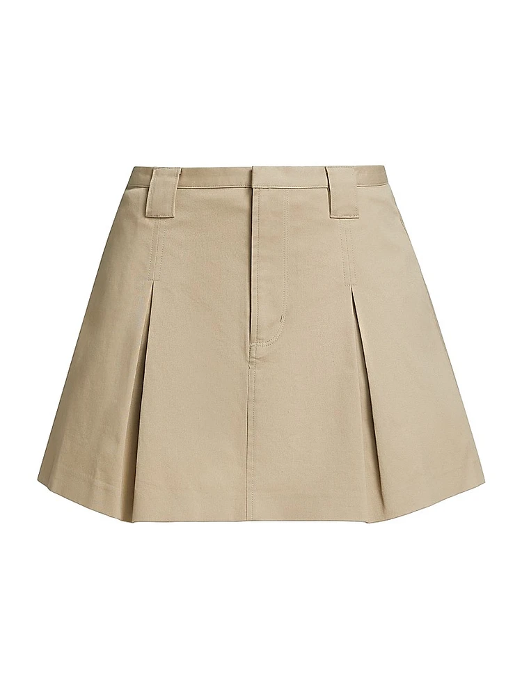 Alfie Cotton Gabardine Pleated Flared Miniskirt