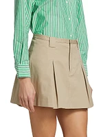 Alfie Cotton Gabardine Pleated Flared Miniskirt