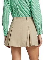 Alfie Cotton Gabardine Pleated Flared Miniskirt