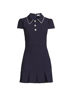 Bettina Embellished Pleated-Hem Minidress