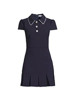 Bettina Embellished Pleated-Hem Minidress