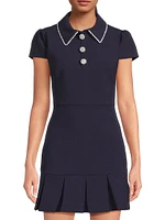 Bettina Embellished Pleated-Hem Minidress