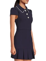 Bettina Embellished Pleated-Hem Minidress