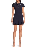 Bettina Embellished Pleated-Hem Minidress