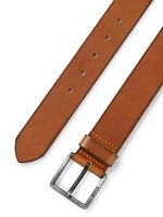 Leather Belt with Logo Buckle