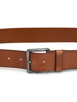 Leather Belt with Logo Buckle