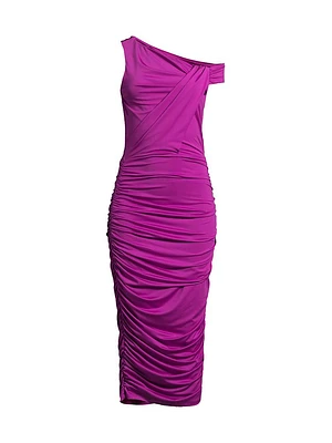 Arlott Ruched One-Shoulder Midi-Dress