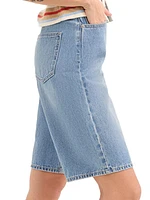 Charlotte Denim High-Rise Bermuda Shorts