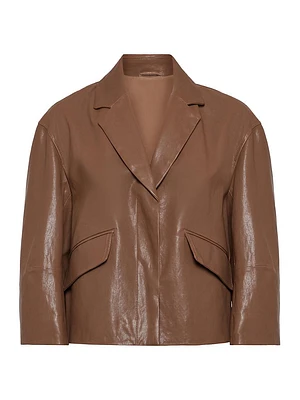 Polished Leather Outerwear Blazer