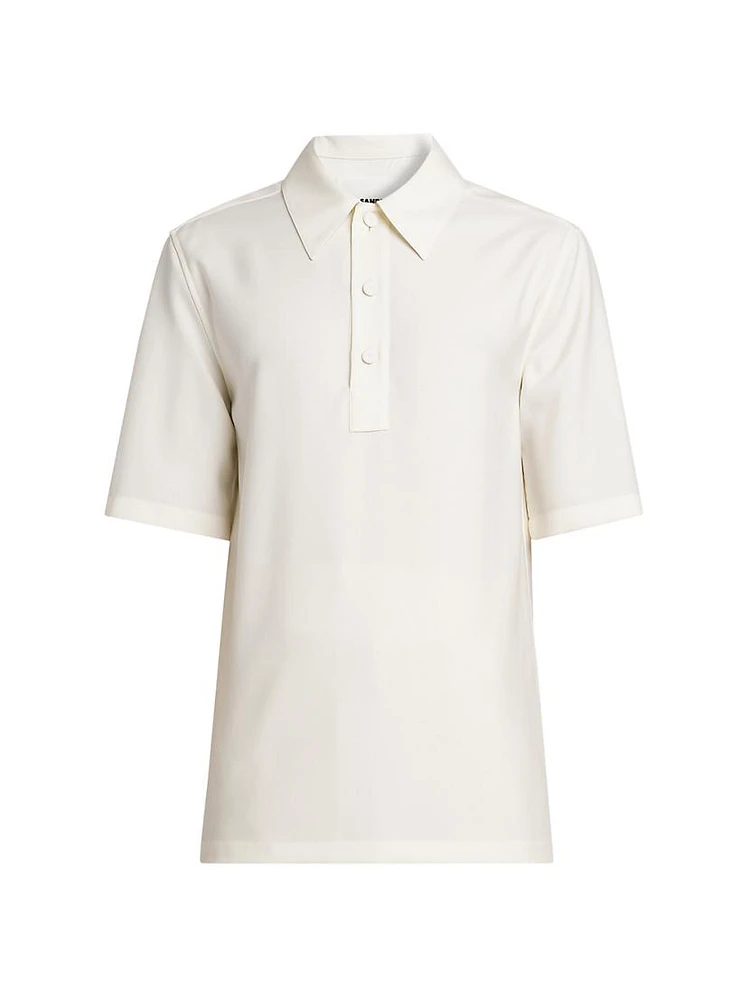 Virgin Wool Short-Sleeve Polo Shirt