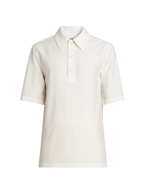 Virgin Wool Short-Sleeve Polo Shirt