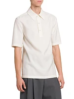 Virgin Wool Short-Sleeve Polo Shirt