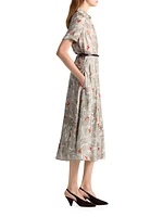 Kiera Belted Silk Midi-Dress