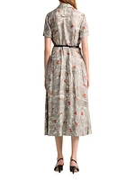 Kiera Belted Silk Midi-Dress