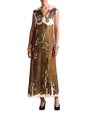 Cherie Printed Silk Maxi Dress