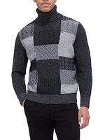 Wool-Cotton Patchwork Turtleneck Sweater