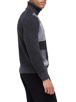 Wool-Cotton Patchwork Turtleneck Sweater