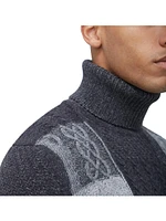 Wool-Cotton Patchwork Turtleneck Sweater