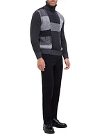 Wool-Cotton Patchwork Turtleneck Sweater