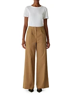 Cotton Sateen Wide-Leg Trousers