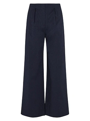 Cotton Sateen Wide-Leg Trousers