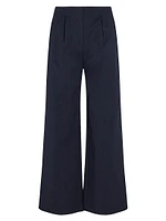 Cotton Sateen Wide-Leg Trousers