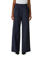 Cotton Sateen Wide-Leg Trousers