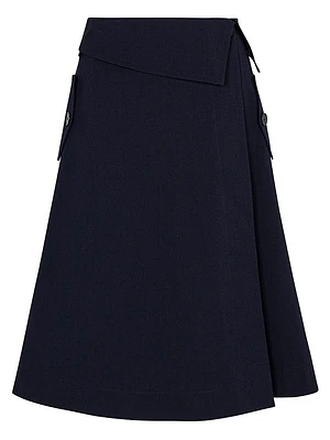 Cotton Sateen Wrap-Front Skirt