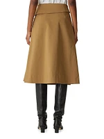 Cotton Sateen Wrap-Front Skirt