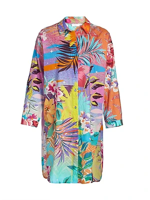 Zeru Button-Front Cover-Up Shirtdress