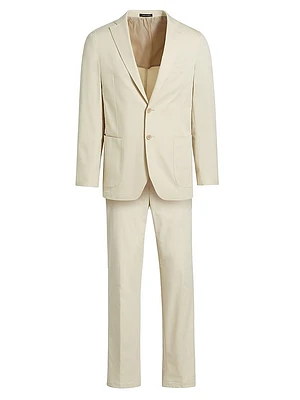 Stretch Cotton Poplin Two-Button Slim-Fit Suit