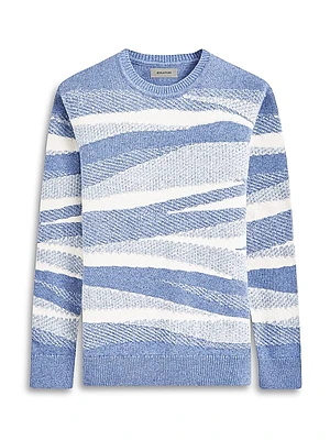 Textured Stripe Crewneck Sweater