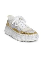 Nama Mesh & Metallic Leather Platform Sneakers