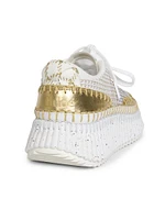 Nama Mesh & Metallic Leather Platform Sneakers