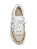Nama Mesh & Metallic Leather Platform Sneakers