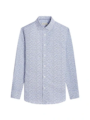 Julian Printed Stretch Cotton Button-Front Shirt