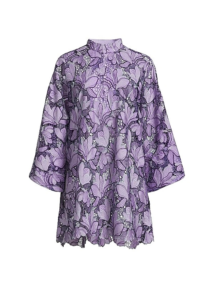 Tonal Flat Lace Mini Caftan