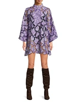 Tonal Flat Lace Mini Caftan