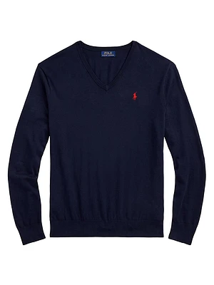 Logo Cotton V-Neck Sweater