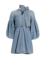 Tieneck Denim Minidress