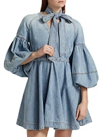 Tieneck Denim Minidress