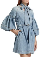 Tieneck Denim Minidress