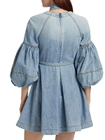 Tieneck Denim Minidress